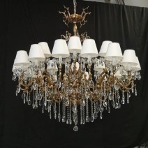 Bespoke large crystal chandelier dia 152 cm made from cast GOLDEN brass