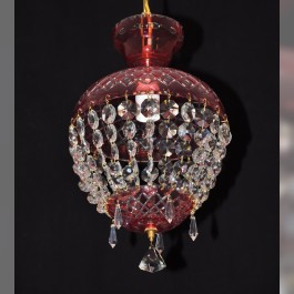 Ruby RED Bohemian crystal chandelier in the shape of crystal basket