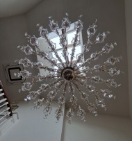 View of the chandelier from below - 48 flames/bulbs
