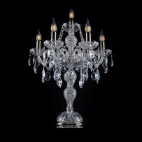 Tall table lamp with silver metal and crystal