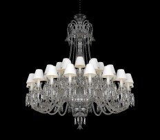 Large 36-arm baccarat chandelier with lampshades