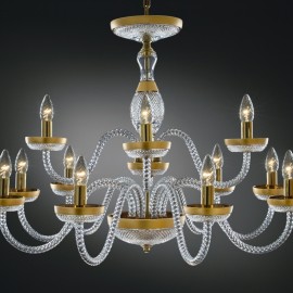 Crystal glass chandelier "SOPHIA" decorated with gold matte painting