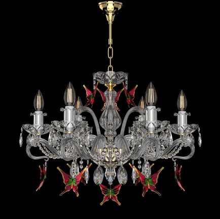 Luxury crystal chandelier with butterflies