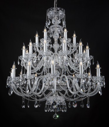 Large massive crystal chandelier with cut almonds