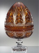 Amber glass hand cut crystal egg /like Fabergé