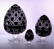 Black glass hand cut crystal eggs /like Fabergé " FAMILY :-)"