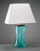 Green table lamp made of glass colored by iron