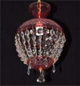 Ruby basket crystal chandelier - red cased hand cut glass